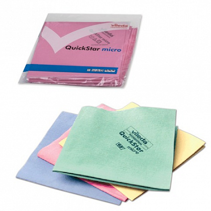 Салфетка микроволоконная VILEDA "МикронКвик", КОМПЛЕКТ 5 шт., микроволокно, красные, 38х40 см, 170636