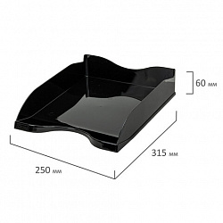 Лоток горизонтальный для бумаг "Люкс", А4 (350х255х65 мм), полипропилен, черный, ЛТГ-30866