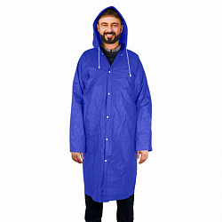 Дождевик плащ на кнопках, EVA, многоразовый прочный, чехол в комплекте, универсальный размер, синий, SHAMAANI (ШАМААНИ), 610931