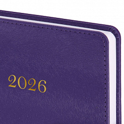 Ежедневник датированный 2026 А5 138х213 мм, BRAUBERG "Elegant", под кожу, застежка, фиолетовый, 117370