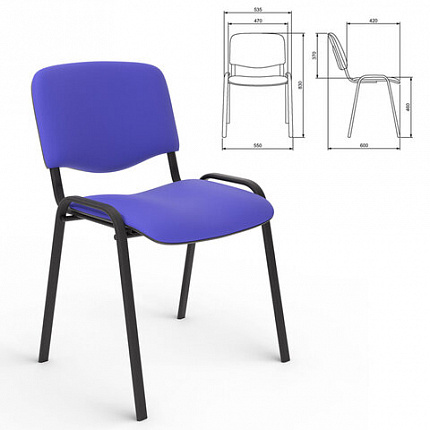 Стул для персонала и посетителей "ИЗО", черный каркас, ткань синяя, В-10/С-06