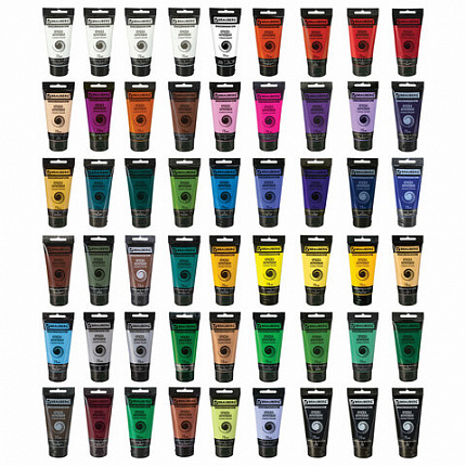 Краски акриловые художественные BRAUBERG ART CLASSIC, НАБОР 54 шт, 49 цветов, в тубах 75 мл, 191724