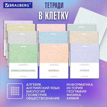 Тетради предметные, КОМПЛЕКТ 12 ПРЕДМЕТОВ, 48 л., обложка картон, BRAUBERG "HARMONY", 405167