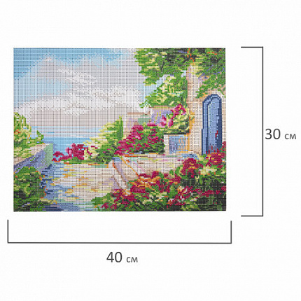 Картина стразами (алмазная мозаика) 30х40 см, ОСТРОВ СОКРОВИЩ "Домик у моря", без подрамника, 662400