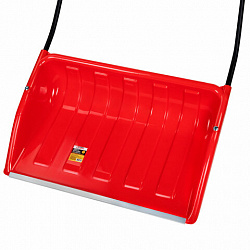 Лопата снеговая СКРЕПЕР 70х47см пластиковый КРАСНЫЙ, алюминиевая планка, рукоятка 110см, СУПЕРПРОЧНЫЙ, первичное сырье, ГРАНДМАСТЕР, 700341