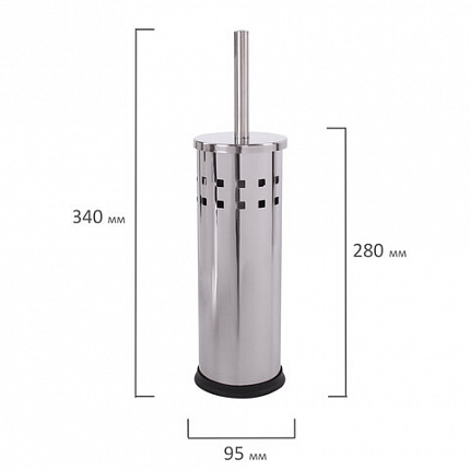 Ершик для унитаза с подставкой, нержавеющая сталь, зеркальный, LAIMA, 601616
