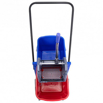Тележка уборочная BRABIX, 2 съемных ведра 23 л, механический отжим, пластиковый каркас, 606659