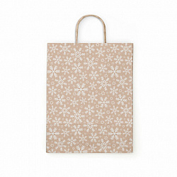 Крафт пакет бумажный "Снежинка" 22х12х25 см, с кручеными ручками, плотность 80 г/м2, 115465
