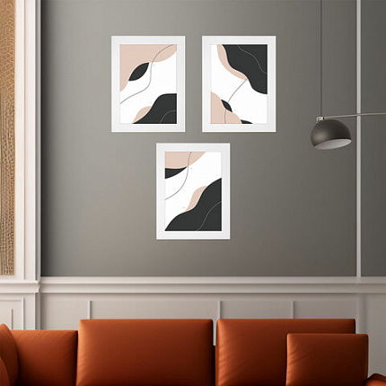 Рамка 21х30 см небьющаяся, КОМПЛЕКТ 3 шт., багет 29 мм, МДФ, BRAUBERG "Basic", белая, 391260