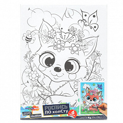 Картина детская по контуру, АССОРТИ 7 видов, 15х20 см, на подрамнике, акрил, кисти, МУЛЬТИ АРТ, 5896