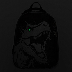 Ранец BRAUBERG SHINY, 2 отделения, с брелоком, "Разъяренный динозавр", СВЕТЯЩИЙСЯ РИСУНОК, 38х28х14 см, 273143