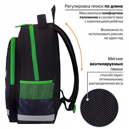 Рюкзак ПИФАГОР SCHOOL, 1 отделение, 3 кармана, "Outer space", 38x28х14 см, 273173