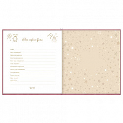 Фотоальбом-анкета детский 23х25 см, 32 листа, стикеры, открытка, конверт, розовый бархат, BRAUBERG, 391419