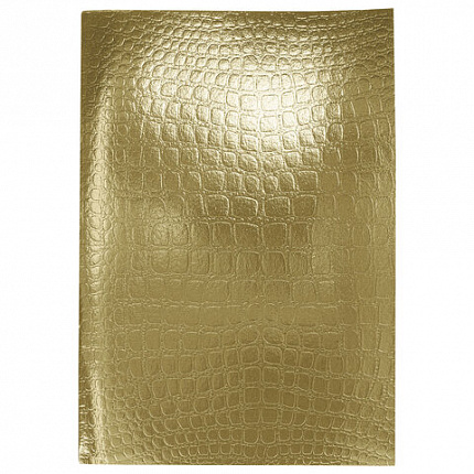 Тетрадь бумвинил А4 96 л., скоба, офсет №1, клетка, ЗОЛОТО, "Metallic", тиснение CROCO, HATBER, 072786, 96Т4бвВ3