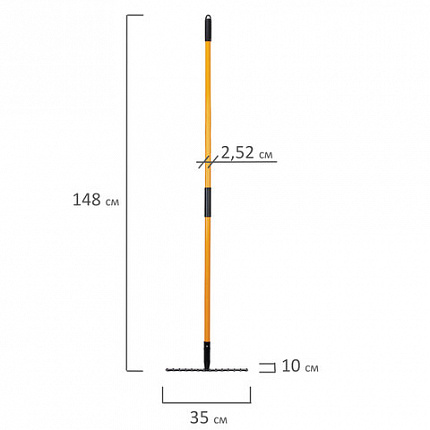 Грабли 14 зубьев стальные 35х10 см, ОБЩАЯ ДЛИНА 150 см, черенок стекловолокно, RABBITEX (РАББИТЕКС) "FIBERGLASS", 700494
