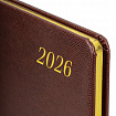 Еженедельник датированный 2026, А5, 145х215 мм, BRAUBERG "Iguana", под кожу, коричневый, 117169