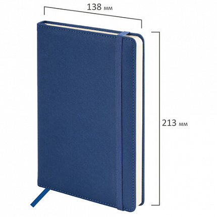 Ежедневник недатированный А5 138х213 мм, BRAUBERG "Base", под кожу, 160 л., синий, 116258