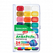 Краски акварельные BRAUBERG "KIDS NEW", медовые, 24 цвета (18 базовых + 6 перламутровых), квадратные кюветы, пластиковый пенал, 192798