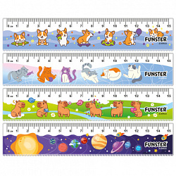 Линейка пластиковая 15 см с волнистым краем, FUNSTER, ассорти 4 дизайна, европодвес, 210922