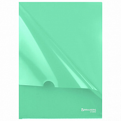 Папка-уголок жесткая, непрозрачная, А4, цвет мятный, 0,15 мм, BRAUBERG PASTEL, 272892