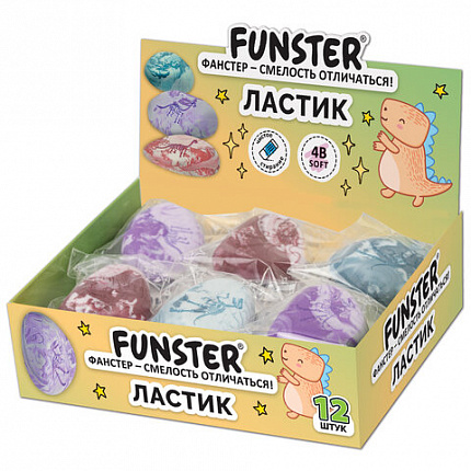 Ластик фигурный FUNSTER (ФАНСТЕР) "ПАЛЕОНТОЛОГ", цвета ассорти, пакет, 274017