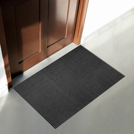 Коврик придверный 60х90 см, ГРАФИТ пластиковый грязезащитный, толщина 10 мм, "ТРАВКА", PRIMILA (ПРИМИЛА), 701068