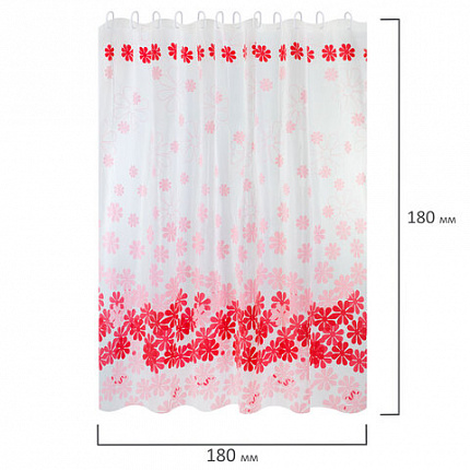 Шторка для ванной PEVA, 180х180 см, кольца в комплекте, дизайн ассорти, ЦВЕТЫ, WBZ (ВБЗ), 700071
