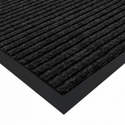 Коврик придверный 50х80 см, ЧЕРНЫЙ, влаго-грязезащитный, 450 г/м2, ребристый, PRIMILA (ПРИМИЛА) EXTRA, 701028