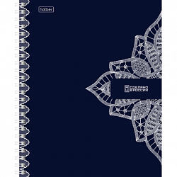 Тетрадь А5, 96 л., HATBER, гребень, клетка, Soft-touch ламинация, "Кружево" (микс в спайке), 096293, 96Т5лВ1гр