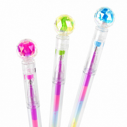Ручка с топпером гелевая ЮНЛАНДИЯ "Хрустальный шар", ассорти, РАДУЖНЫЕ чернила, игольчатый пишущий узел 0,7 мм, 143785