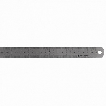 Линейка металлическая 30 см, BRAUBERG, европодвес, 210381