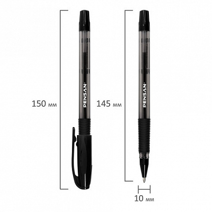 Ручка шариковая масляная с грипом PENSAN "Sign-Up", ЧЕРНАЯ, 1 мм, линия письма 0,8 мм, 2410/12