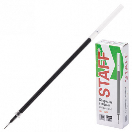 Стержень гелевый STAFF "Basic" GPR-229, 135 мм, ЧЕРНЫЙ, игольчатый узел 0,5 мм, линия 0,35 мм, 170229