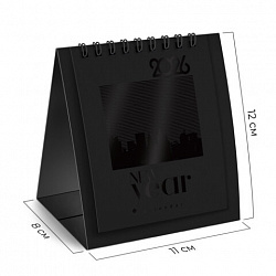 Календарь-домик настольный на гребне, 2026 г., BRAUBERG, 110х120 мм, ЧЕРНЫЙ, 117282