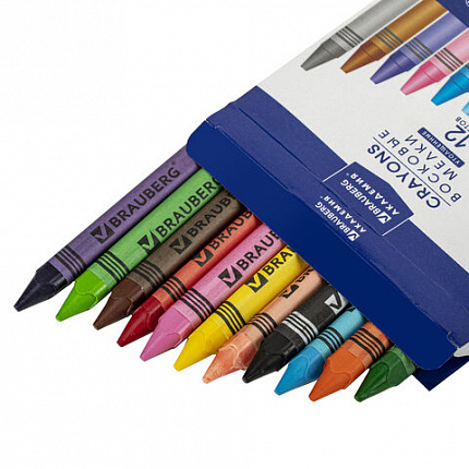 Восковые мелки утолщенные BRAUBERG "АКАДЕМИЯ", НАБОР 12 цветов, 227287