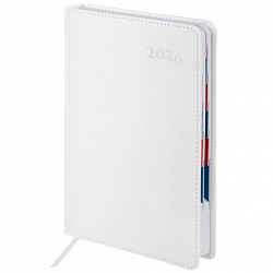 Ежедневник датированный 2026 А5 148х218 мм, GALANT "White", под кожу, белый, 117494