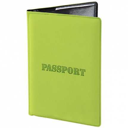 Обложка для паспорта STAFF, мягкий полиуретан, "ПАСПОРТ", салатовая, 237607