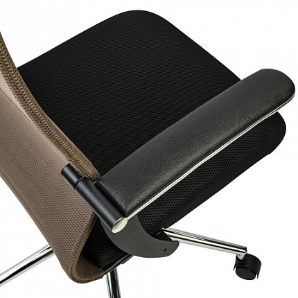Кресло BRABIX PREMIUM "Ultimate EX-801" хром, плотная двойная сетка Х2, черное/коричневое, 532920