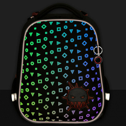 Ранец BRAUBERG LUMINOUS, 2 отделения, с брелком, "Danger", СВЕТЯЩИЙСЯ РИСУНОК, 38х29х16 см, 272069