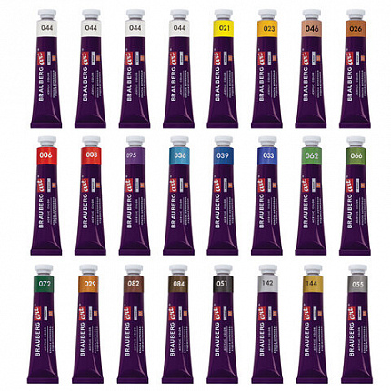 Краски акриловые художественные, НАБОР 24 штуки, 21 цвет по 22 мл, в тубах, BRAUBERG ART DEBUT, 192301