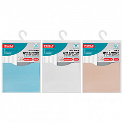 Шторка для ванной PEVA, 180х180 см, кольца в комплекте, цвет ассорти (белый, голубой, коричневый), PRIMILA (ПРИМИЛА), 700072