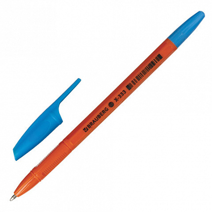 Ручка шариковая BRAUBERG "X-333 MIX", СИНЯЯ, корпус ассорти, узел 0,7 мм, линия 0,35 мм, 142960