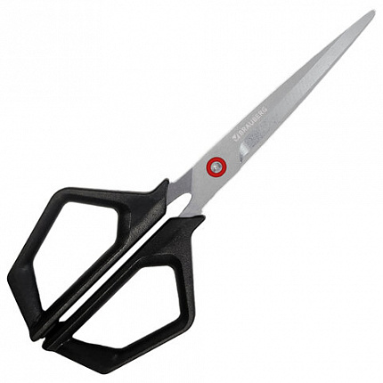 Ножницы BRAUBERG "Super black" 170 мм, черные, 3-х сторонняя заточка, ручки из ABS пластика, 238854