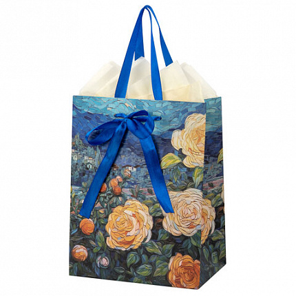 Пакет подарочный (1 штука) 18х10х23 см (M), "3D Flowers", ассорти, с тишью, ЗОЛОТАЯ СКАЗКА, 700809