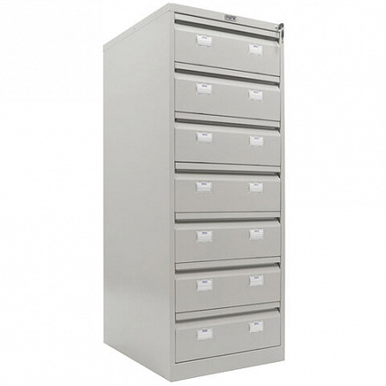 Шкаф картотечный ПРАКТИК "AFC-07", 1327х515х631мм, 7 ящиков под формат А5 (210х149 мм), формат папок Foolscap или A4 (БЕЗ ПАПОК)