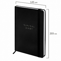 Ежедневник недатированный с резинкой А5 145х203 мм, BRAUBERG, твердый, 128 л., "Minimal", черный, 116284