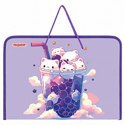 Папка для труда на молнии с ручками ПИФАГОР А4, 1 отделение, пластик, органайзер, "Bubble tea", 273387