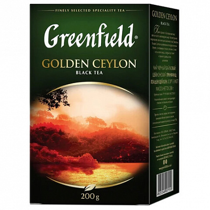 Чай листовой GREENFIELD "Golden Ceylon" черный цейлонский крупнолистовой 200 г, 0791-10