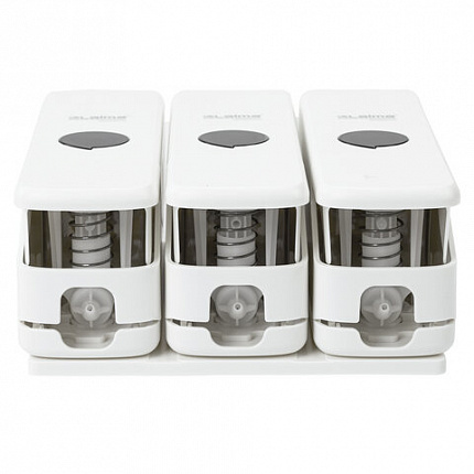 Дозатор тройной 3 х 0,3 л для жидкого мыла/шампуня/геля LAIMA PREMIUM, НАЛИВНОЙ, белый, 609500