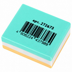 Ластик ЮНЛАНДИЯ "Square", 30х24х13 мм, прямоугольный, пастельные цвета ассорти, 272673